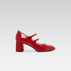 Carel Paris Alice Red / Rouge Patent Leather Mary Jane Block Heel Pumps